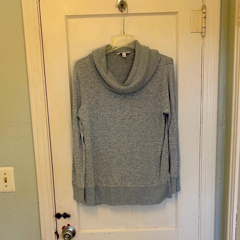 Nine West Light Bluish Gray Cowl Neck Sweater